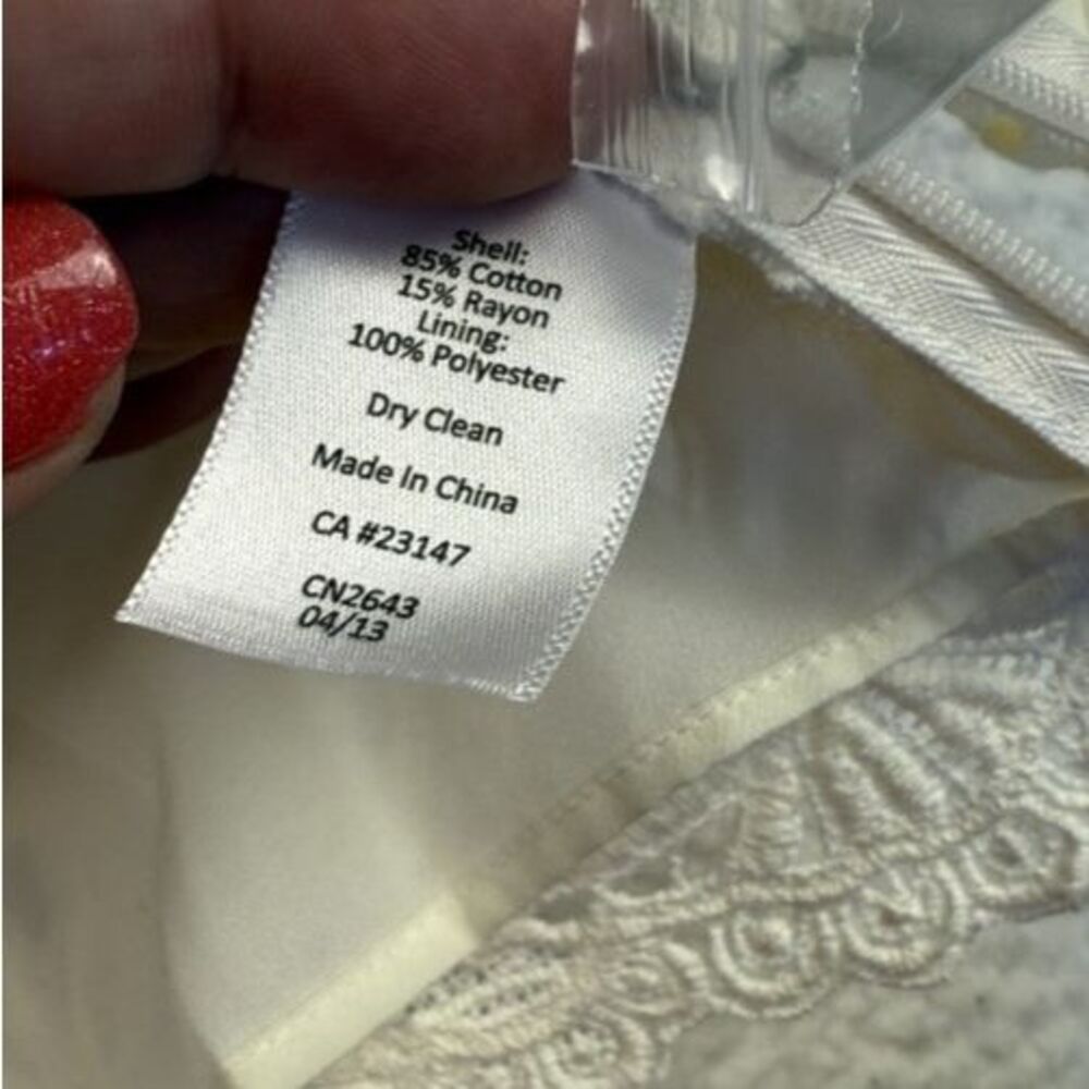 NEW Talbots Shirt Womens 14 Ivory Floral‎ Lace Short Sleeve Scalloped Hem Casual - Picture 5 of 8